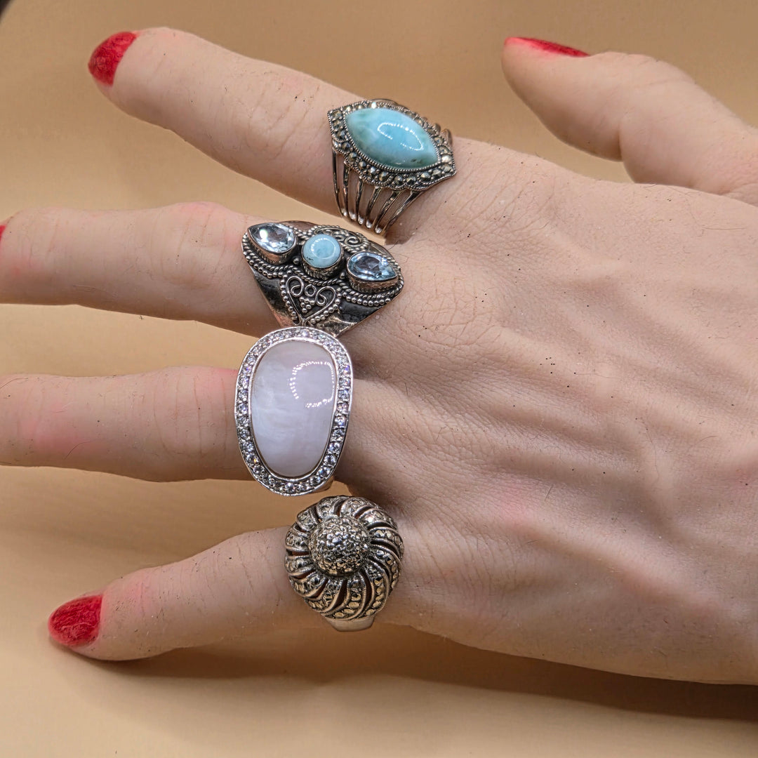 Sterling Silver Illusion Diamond Draped Floral Ring