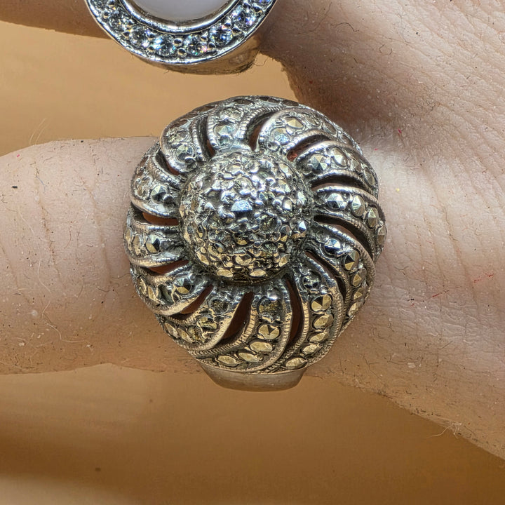 Sterling Silver Illusion Diamond Draped Floral Ring