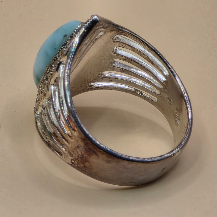 Sterling Silver Cabochon Larimar Statement Ring