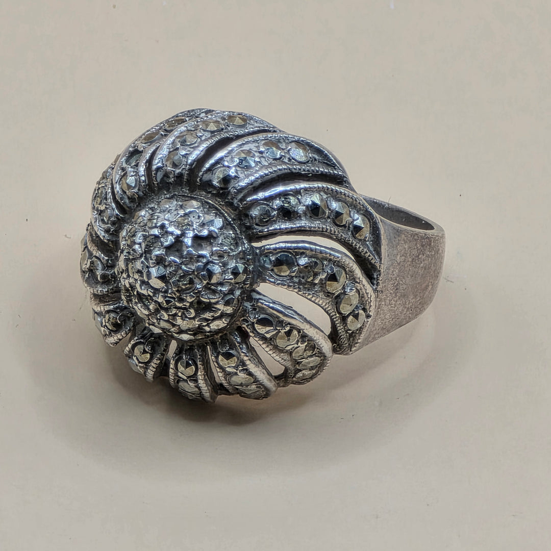 Sterling Silver Illusion Diamond Draped Floral Ring