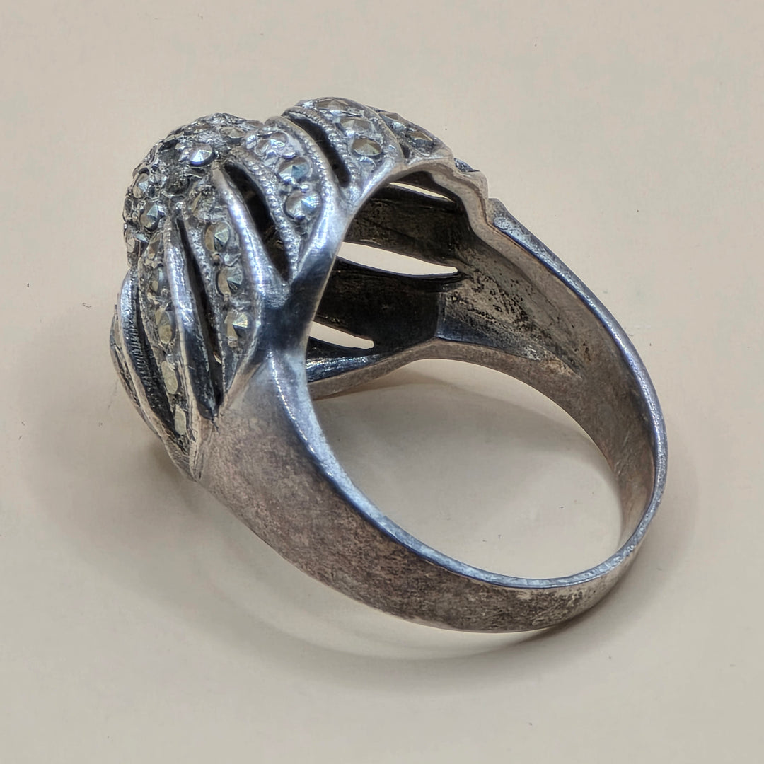 Sterling Silver Illusion Diamond Draped Floral Ring