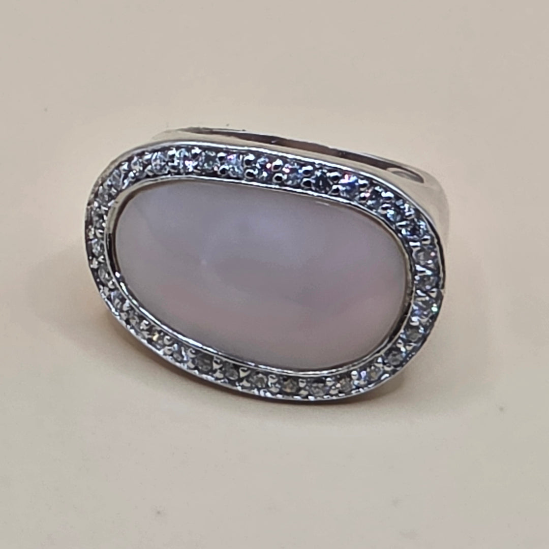 Large Sterling Silver Quartz East-West Statement Ring