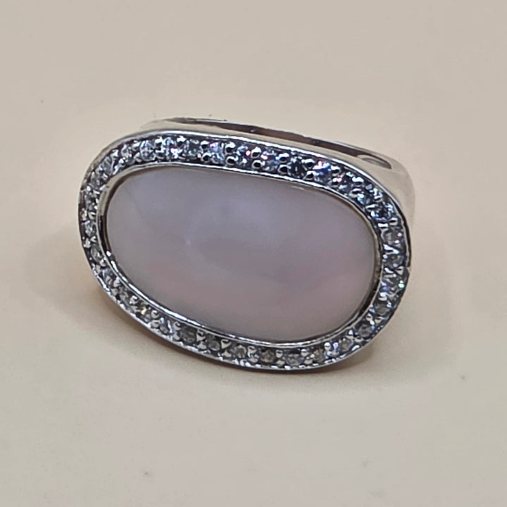 Large Sterling Silver Quartz East-West Statement Ring
