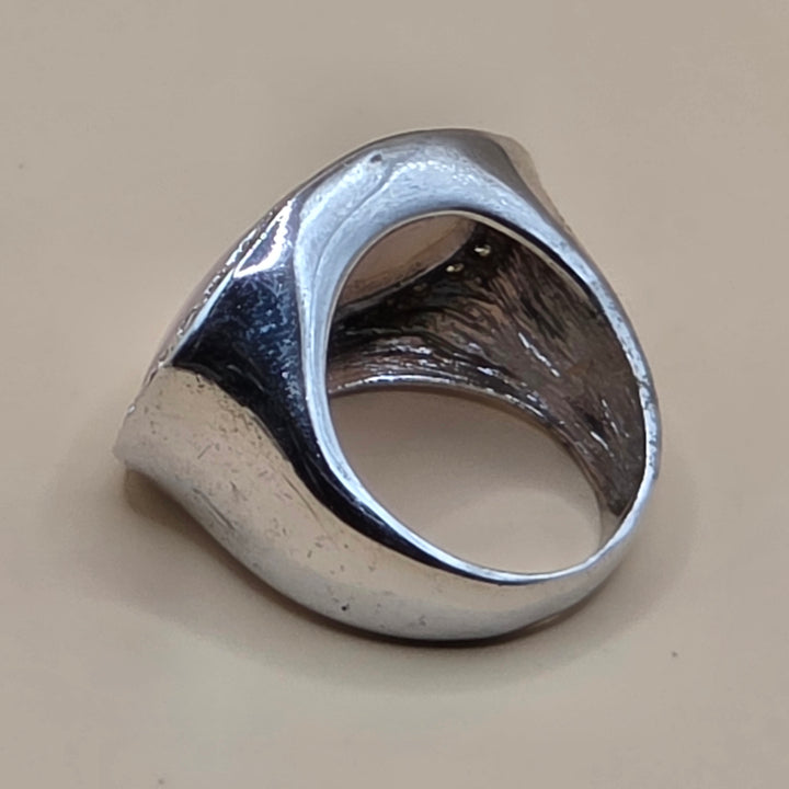 Large Sterling Silver Quartz East-West Statement Ring