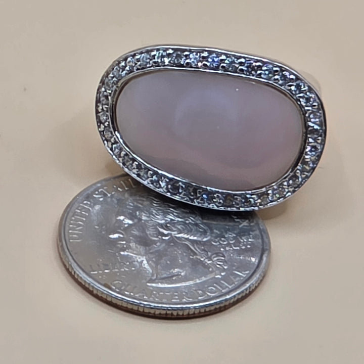 Large Sterling Silver Quartz East-West Statement Ring
