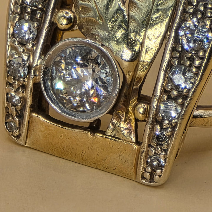 14K Tri-Color Gold & Diamond Hibiscus Statement Ring