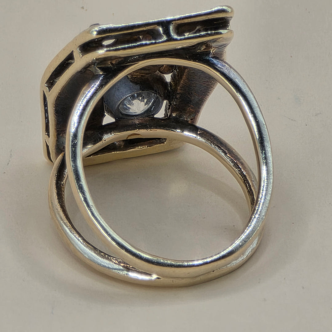14K Tri-Color Gold & Diamond Hibiscus Statement Ring