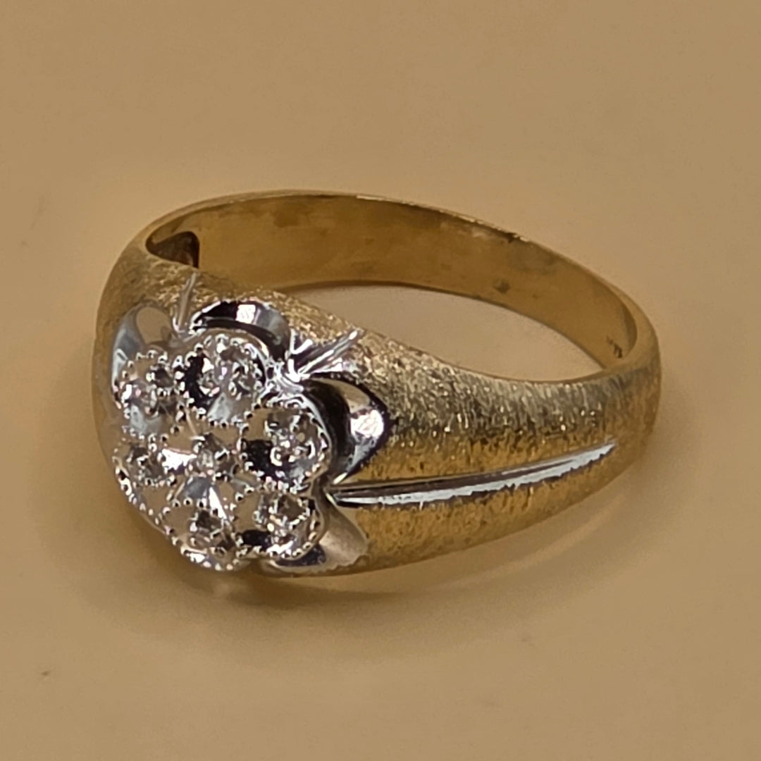 10K Gold & Illusion Set Diamond Cluster Statement Ring