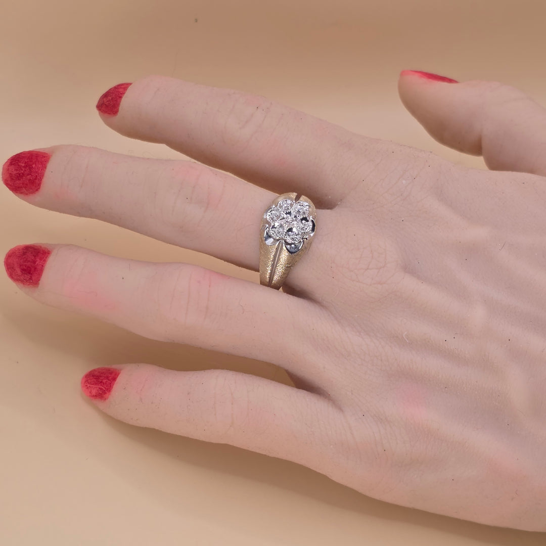 10K Gold & Illusion Set Diamond Cluster Statement Ring