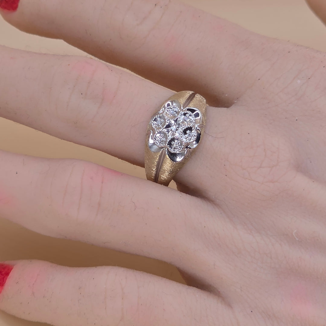 10K Gold & Illusion Set Diamond Cluster Statement Ring