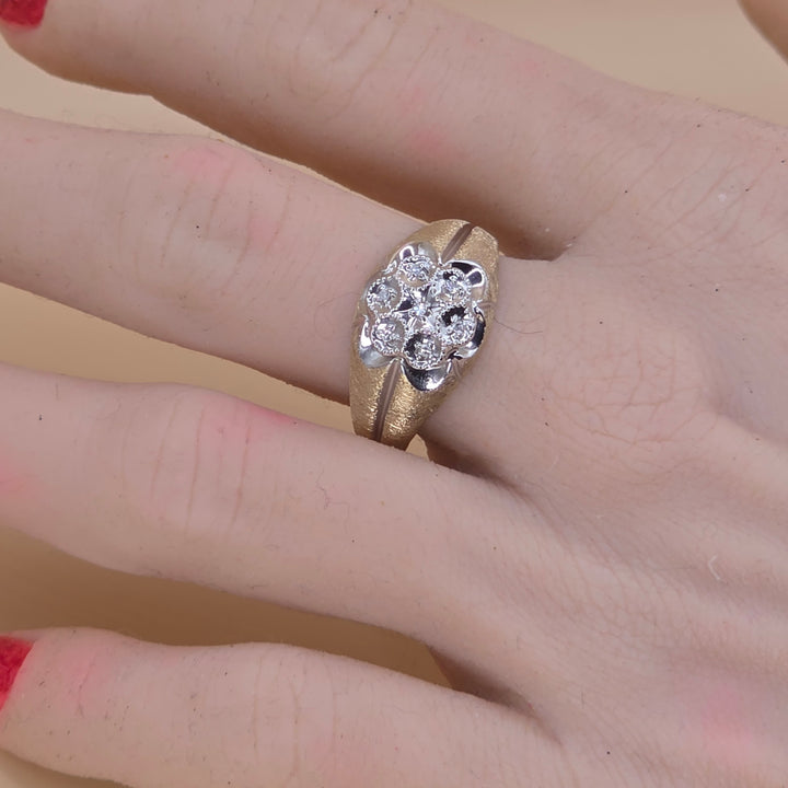 10K Gold & Illusion Set Diamond Cluster Statement Ring