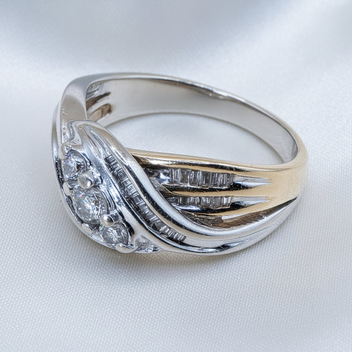 14K Gold & Diamond Bypass Ribbon Statement Ring