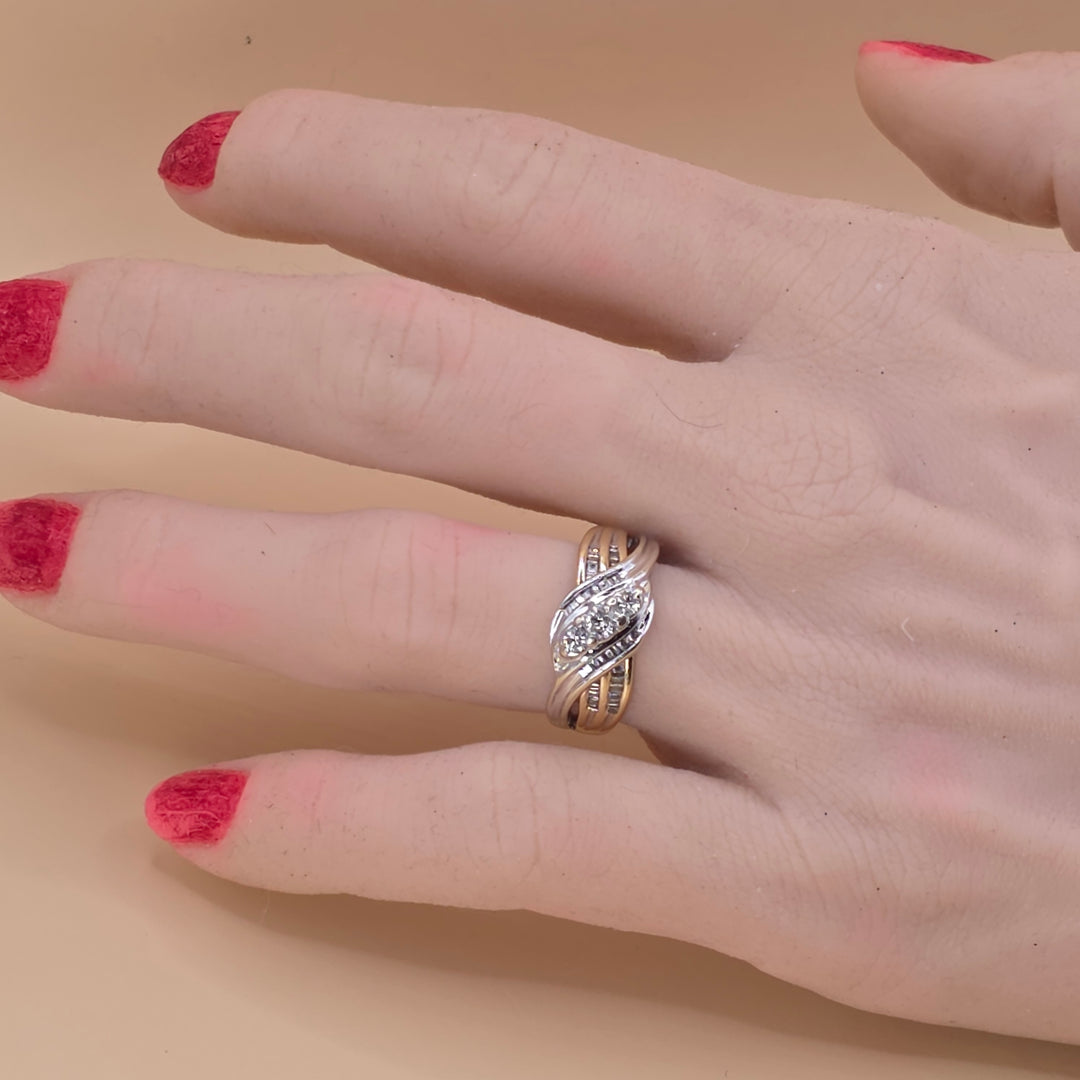 14K Gold & Diamond Bypass Ribbon Statement Ring