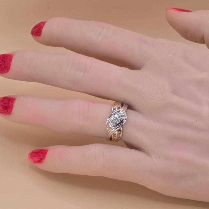 14K Gold & Diamond Bypass Ribbon Statement Ring
