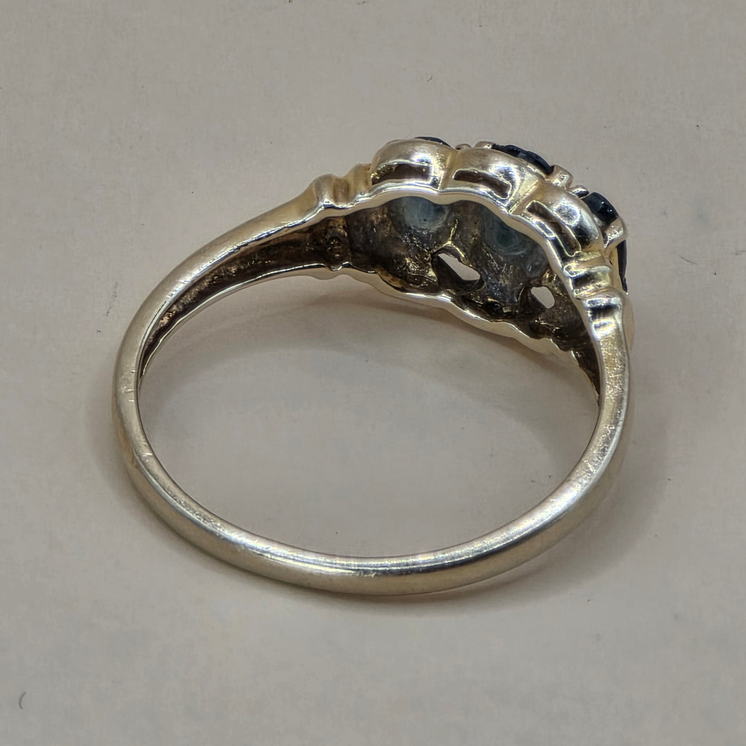 Dainty 10K Gold, Diamond & Blue Topaz Statement Ring