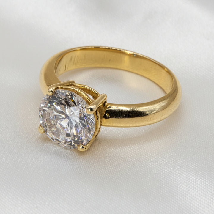 14K Gold & Simulant Round 1.0ct Diamond Cocktail Ring