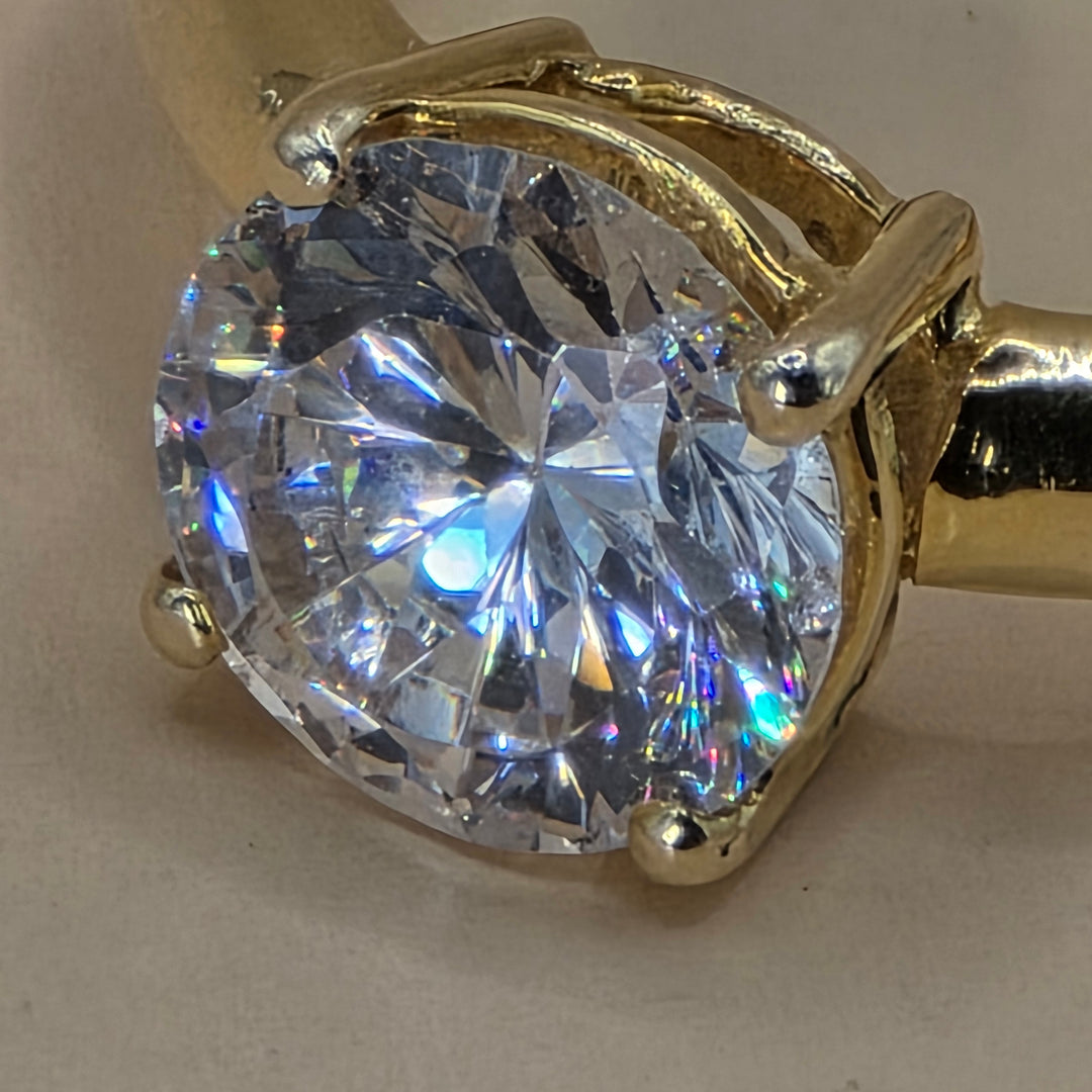 14K Gold & Simulant Round 1.0ct Diamond Cocktail Ring
