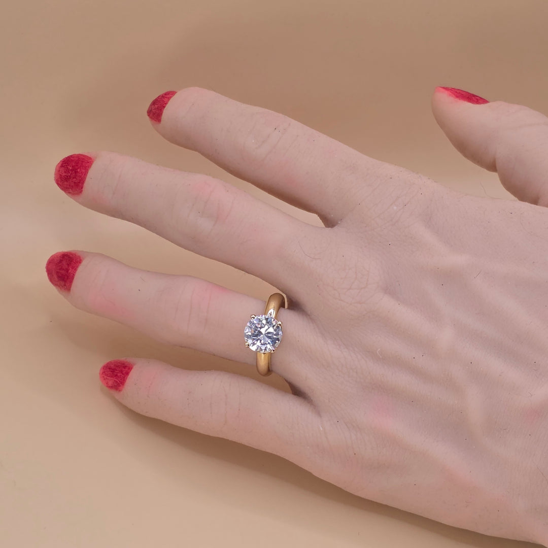 14K Gold & Simulant Round 1.0ct Diamond Cocktail Ring