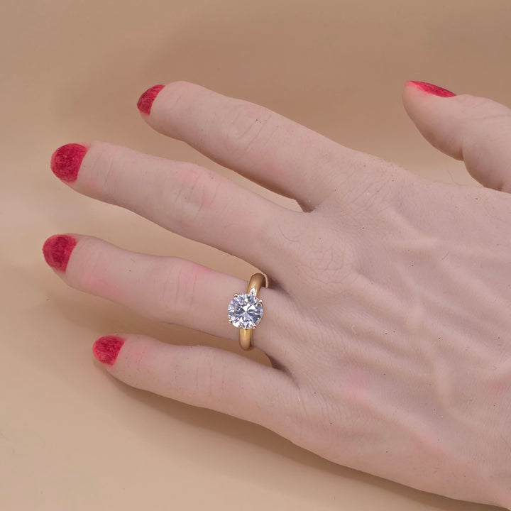 14K Gold & Simulant Round 1.0ct Diamond Cocktail Ring