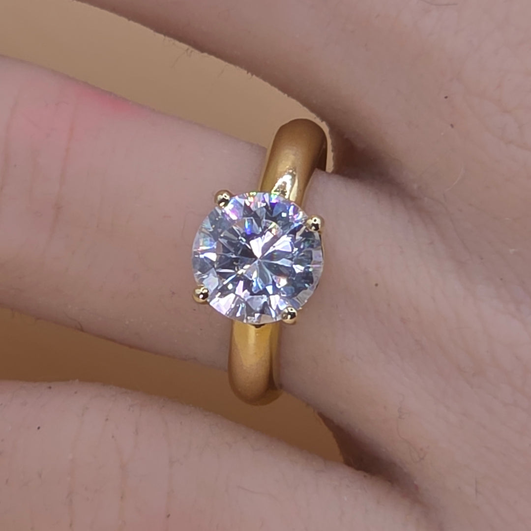 14K Gold & Simulant Round 1.0ct Diamond Cocktail Ring