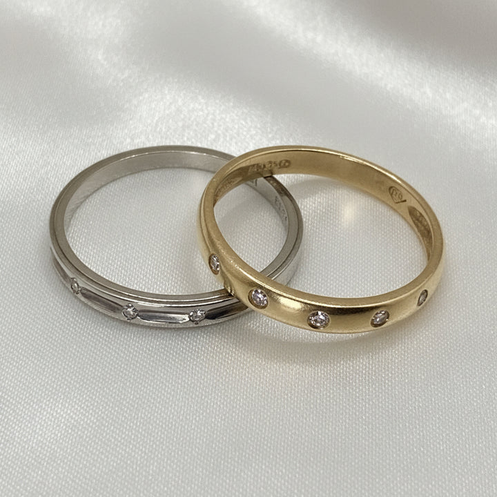 14K White & Yellow Gold Elegant Band RIng Stack