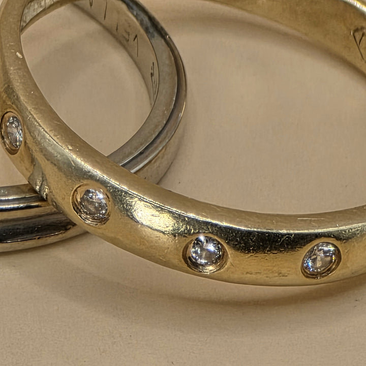 14K White & Yellow Gold Elegant Band RIng Stack