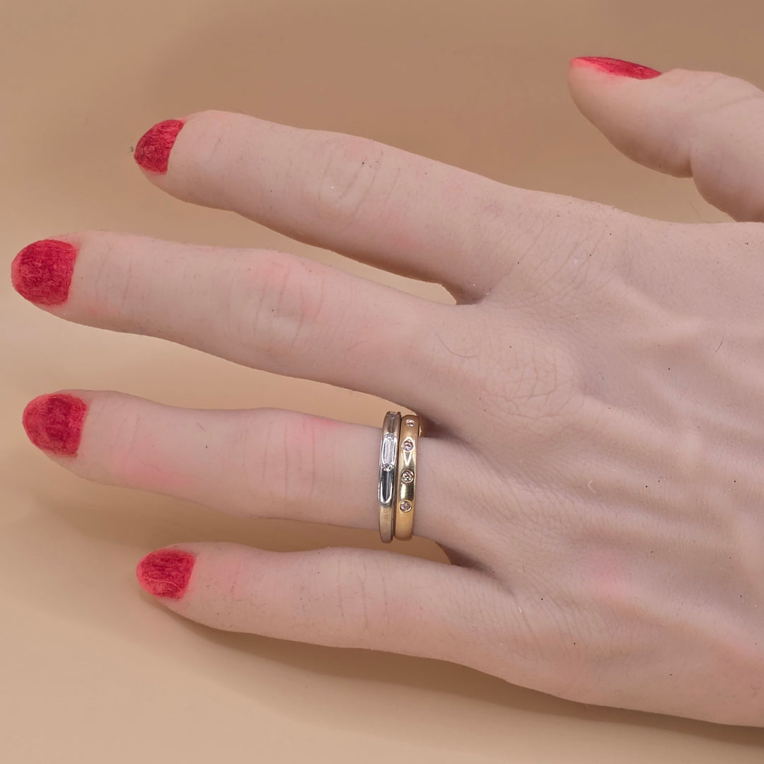 14K White & Yellow Gold Elegant Band RIng Stack