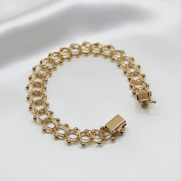14K Gold, Double Interlocking Rings Statement Bracelet