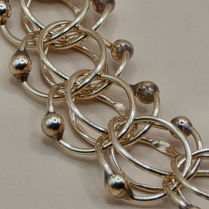 14K Gold, Double Interlocking Rings Statement Bracelet