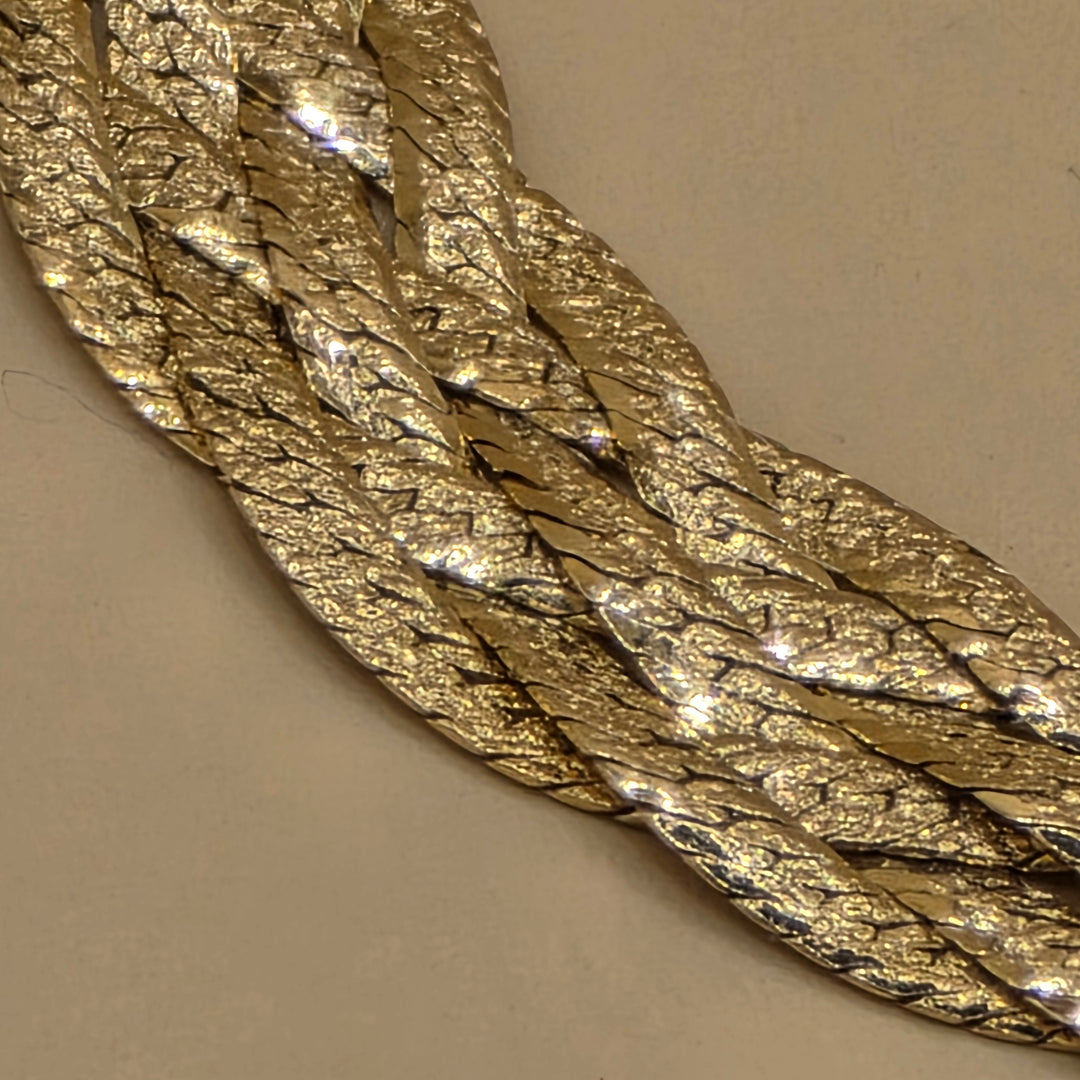 14K Gold, 6 Textured Strand Braided Bracelet