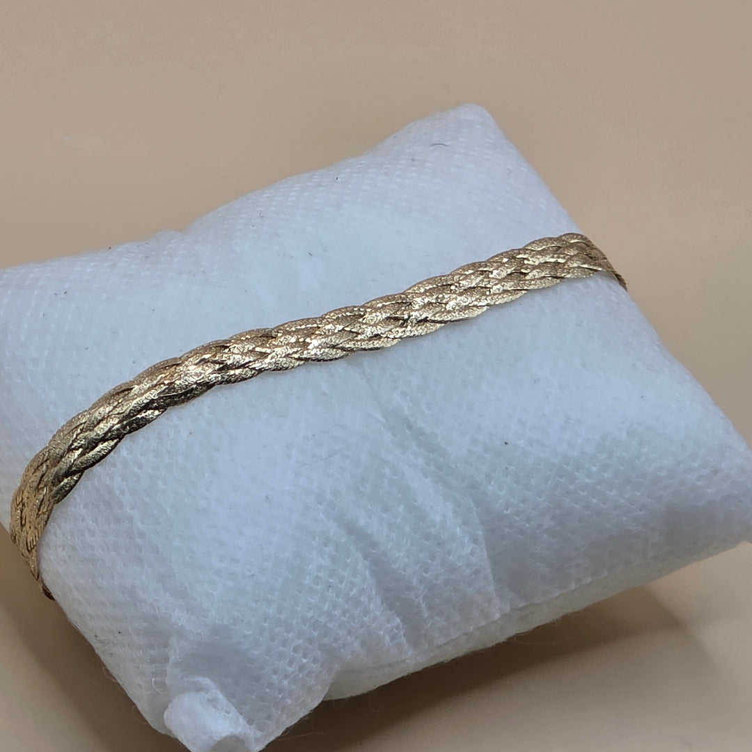 14K Gold, 6 Textured Strand Braided Bracelet