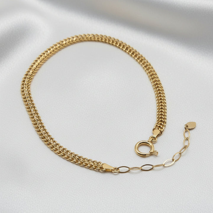 Elegant 14K Gold, Double Cuban Link Evening Bracelet