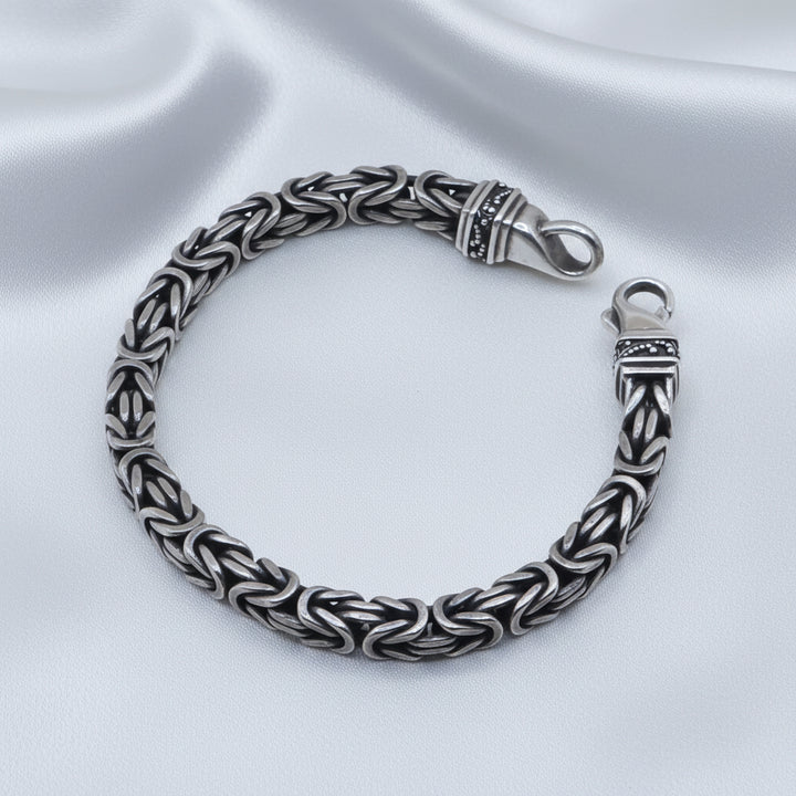 Chunky Sterling Silver Byzantine Statement Bracelet