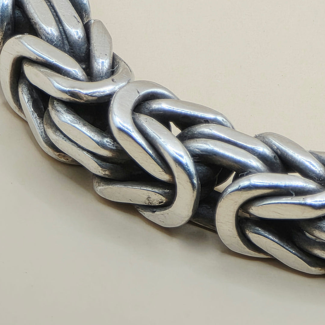 Chunky Sterling Silver Byzantine Statement Bracelet
