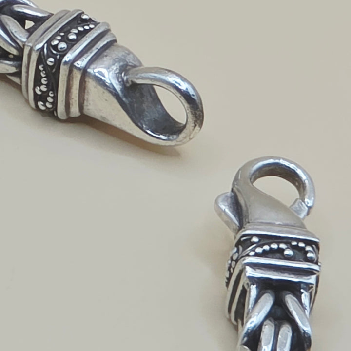 Chunky Sterling Silver Byzantine Statement Bracelet