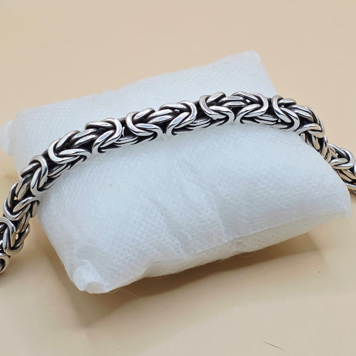 Chunky Sterling Silver Byzantine Statement Bracelet