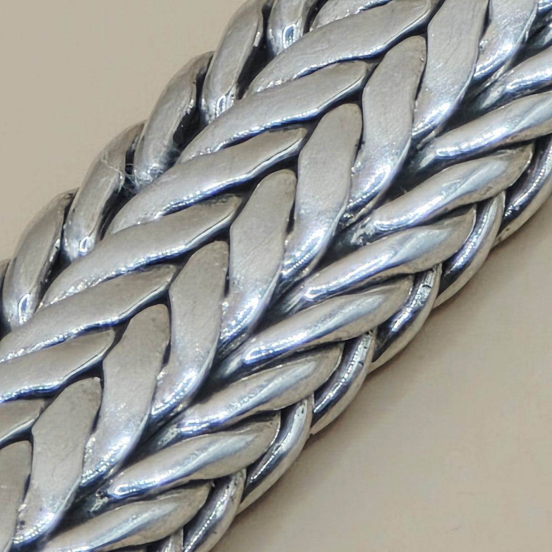 Authentic Samuel B Extra Wide Wheat Link Sterling Silver Bracelet