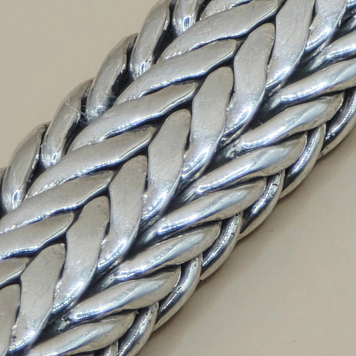 Authentic Samuel B Extra Wide Wheat Link Sterling Silver Bracelet