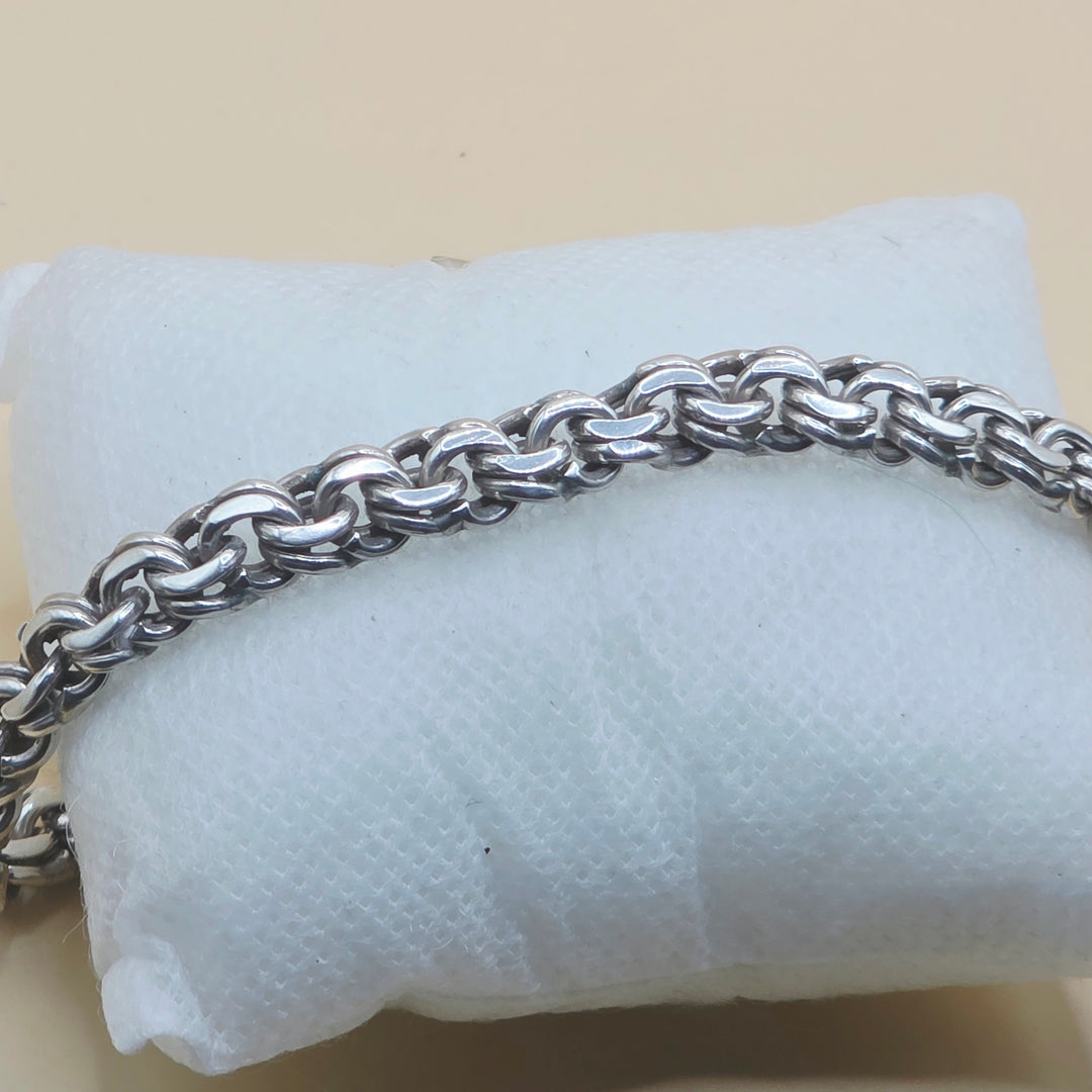 Vintage Mexican Double Cuban Link Sterling Silver Bracelet