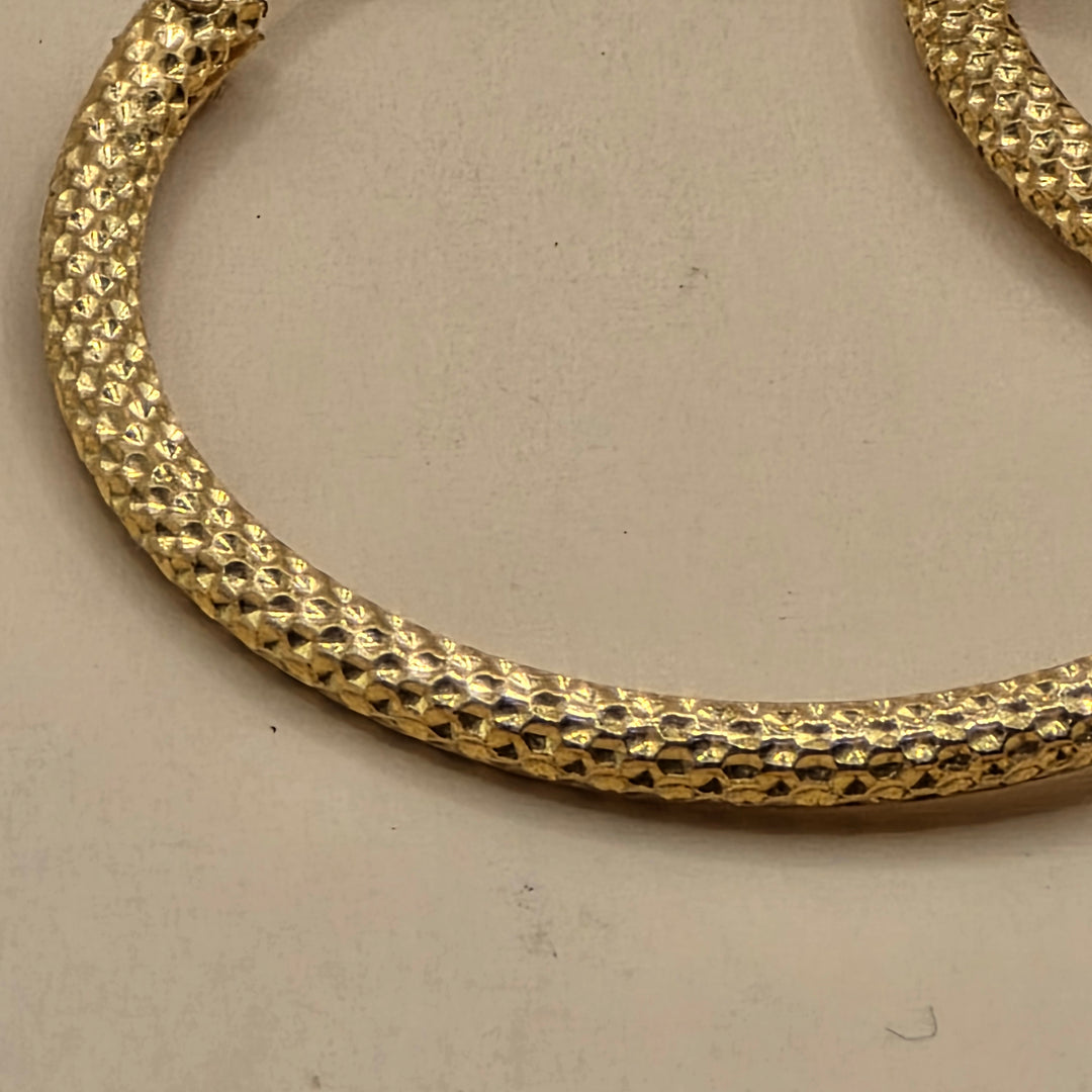 22K Gold Textured Medium Hoop Earrings