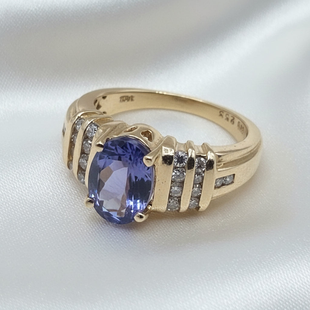 14K Gold, Tanzanite & Diamond Accented Statement Ring