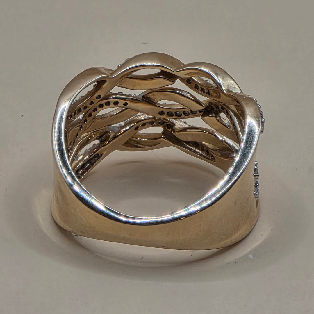 14K Gold & Pave Diamond Sasha Twist Wavy Statement Ring