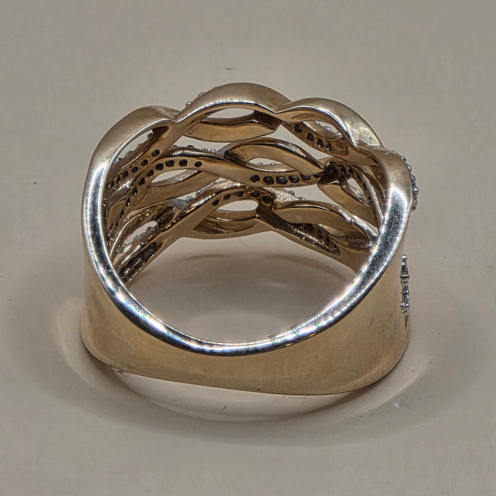 14K Gold & Pave Diamond Sasha Twist Wavy Statement Ring