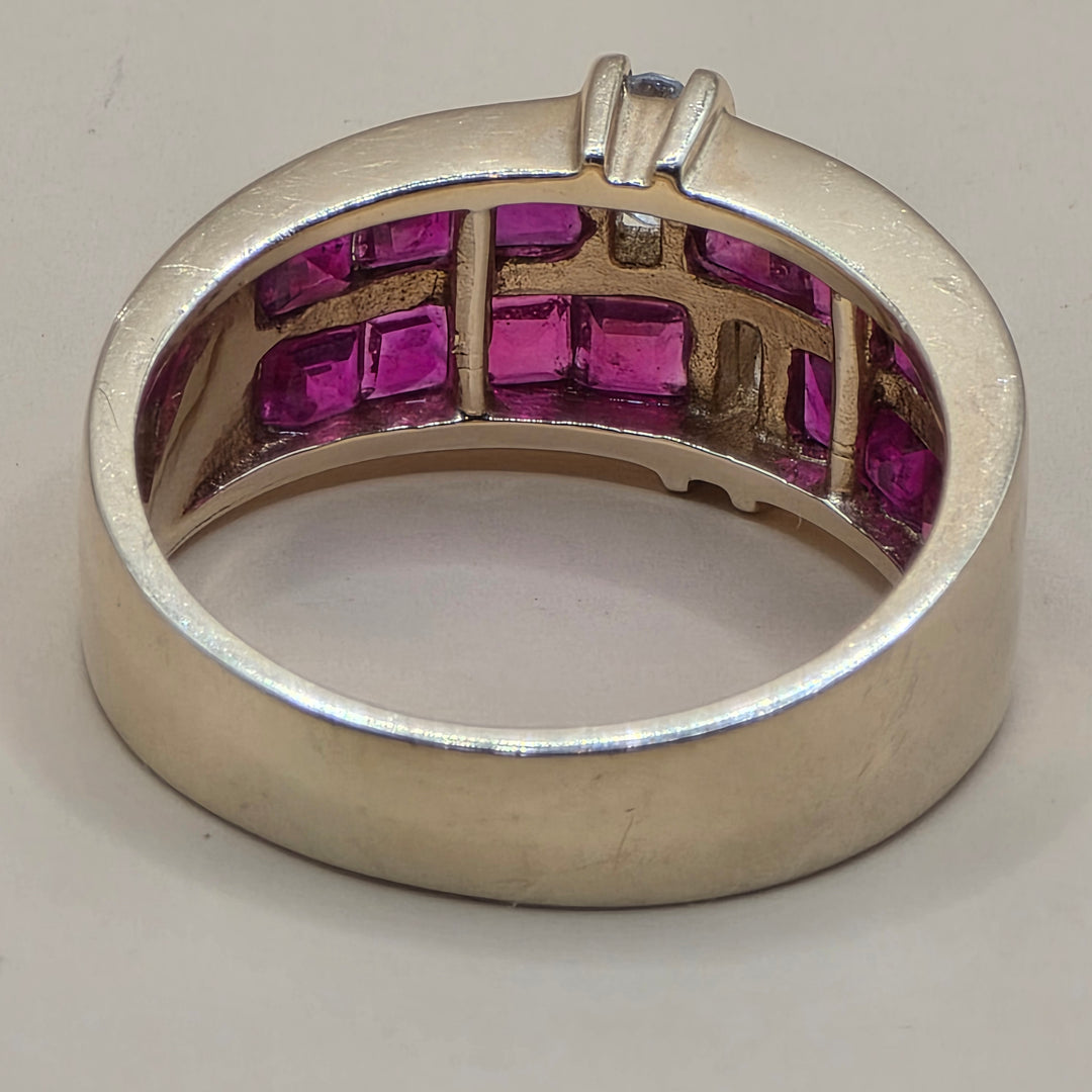 14K Gold, Ruby & Diamond Ribbon Band Ring