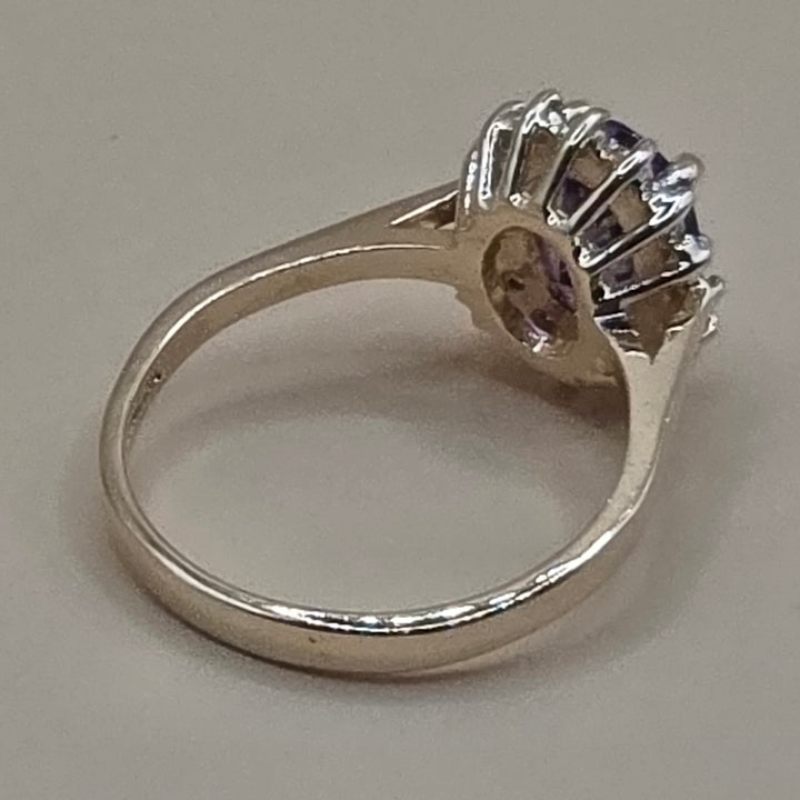 14k Gold, Amethyst & Diamond Elegant Statement Ring