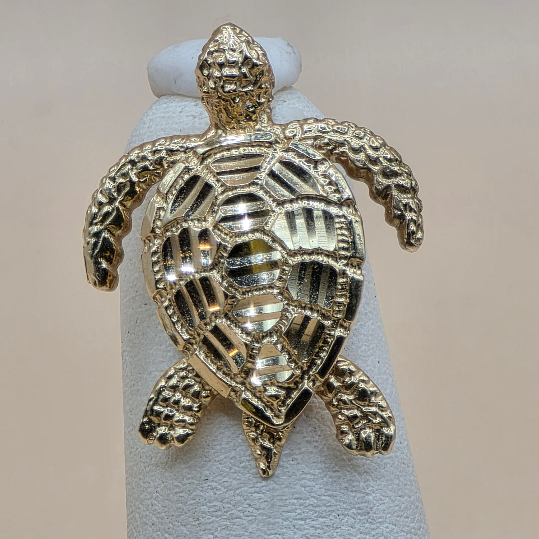 14K Gold Articulating Sea Turtle Hanging Stud Earrings