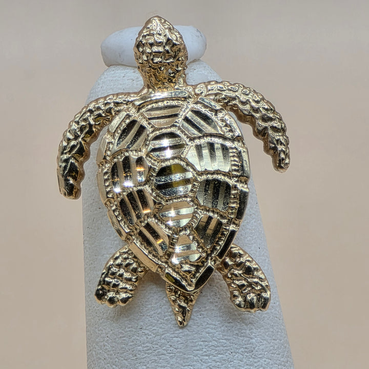 14K Gold Articulating Sea Turtle Hanging Stud Earrings