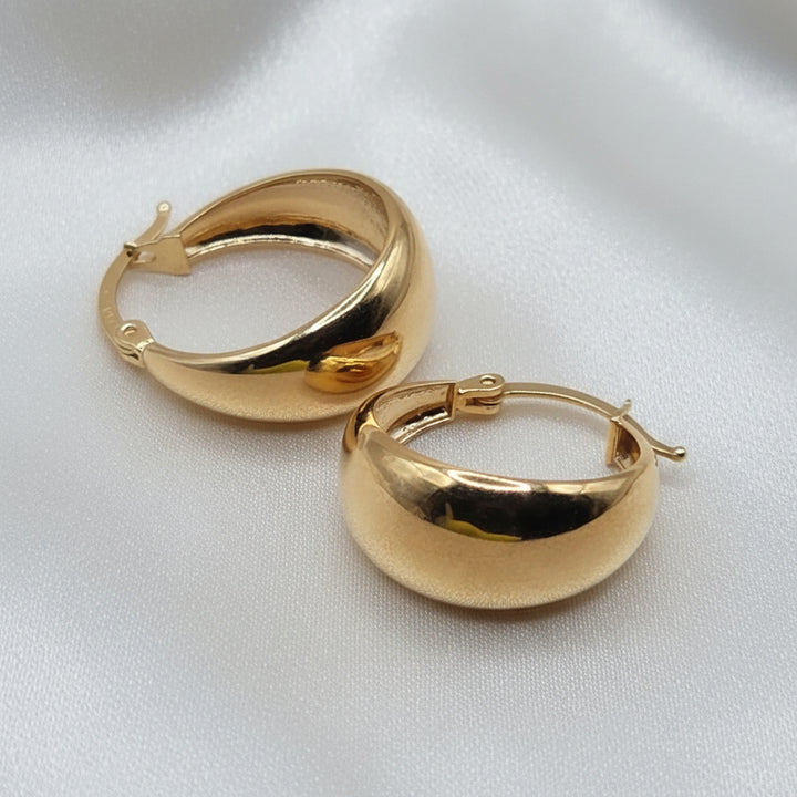 18K Gold Puffed or Flared Hoop Earrings