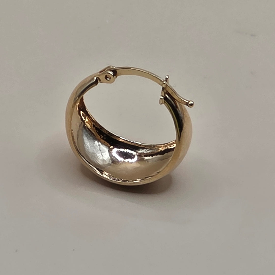 18K Gold Puffed or Flared Hoop Earrings
