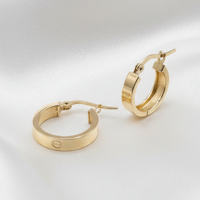 18K Gold Cartier Style Love Hoop Earrings